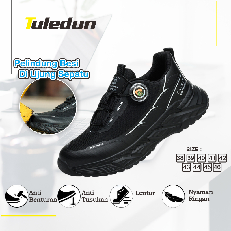 Tuledun Sepatu Safety Sport Vanta Black | Sepatu Safety Sport | Sepatu Kerja | Sepatu Pabrik | Sepat