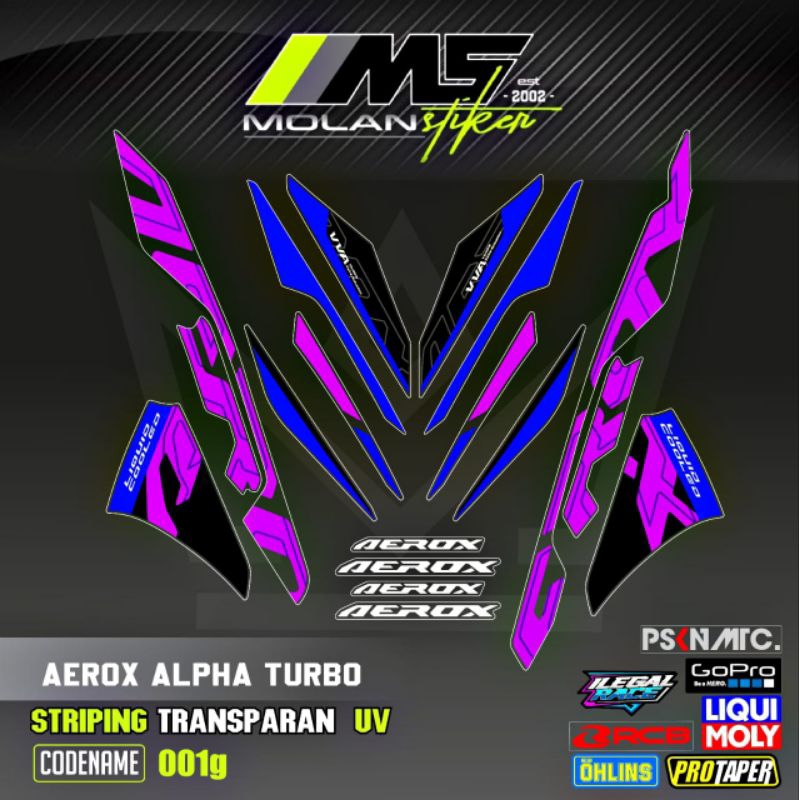 Decal Sticker Striping Variasi Transparan Uv All New Aerox Alpha Cyber City 2025 Aerox Turbo Cyber C