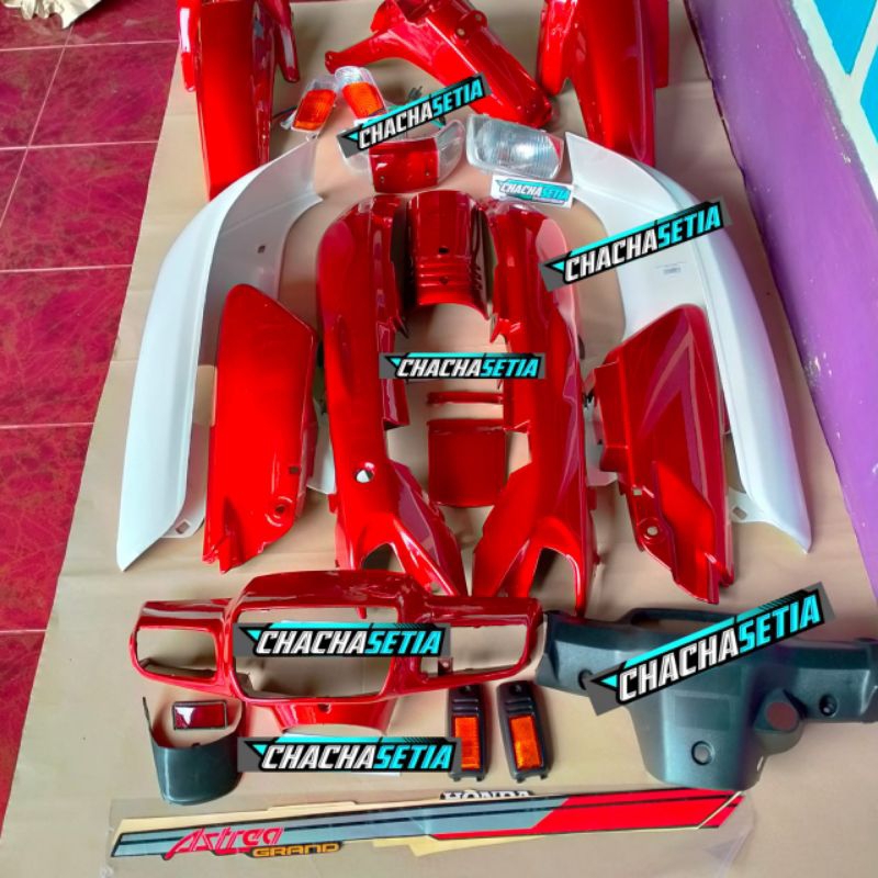 fullset paket cover body set honda astrea grand sabit merah maroon