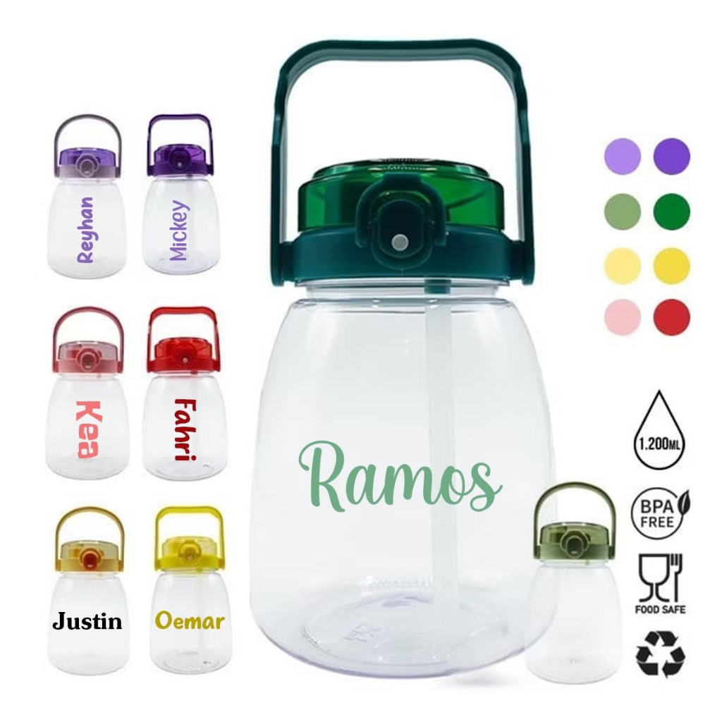 BOTOL CUSTOM 1200 ML CUSTOM / BOTOL MINUM CUSTOM / BOTOL ULANG TAHUN / BOTOL SEKOLAH