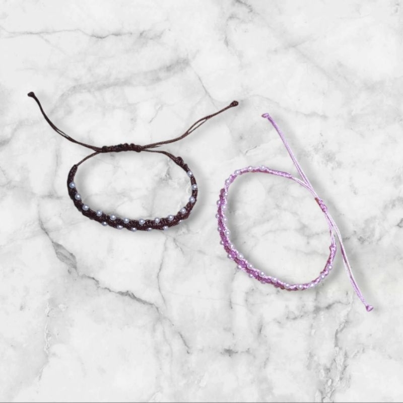 Moon.paljji - small pearl bracelet - gelang mutiara kecil - gelang tali giok - gelang wanita - gelas