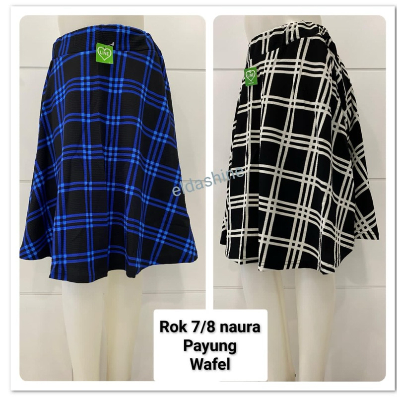 Terbaru Rok payung pendek wanita motif kotak