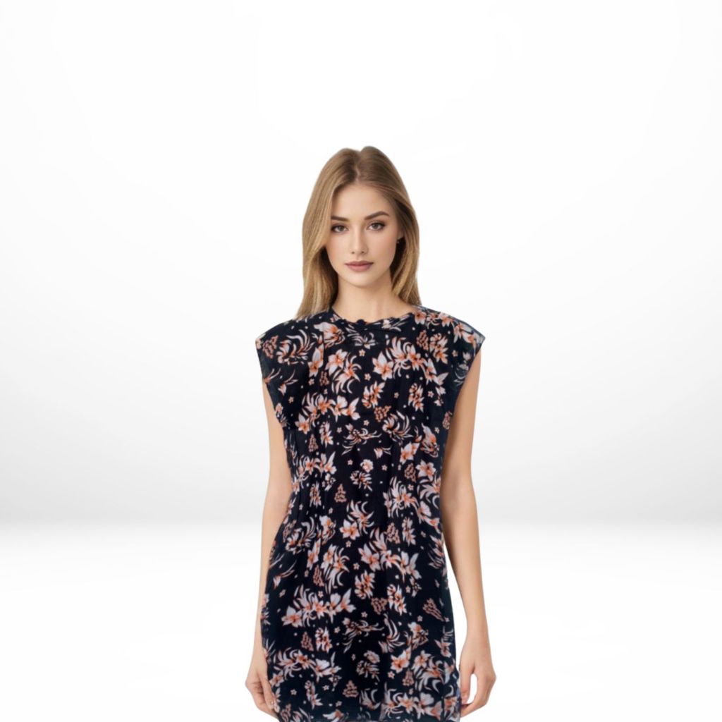 DASTER Black Floral Bliss MD DASTER BAHAN SEJUK / DASTER WANITA DASTER SEXY DASTER MINI DRESS DASTER