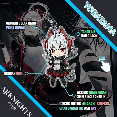 Gantungan Kunci W Arknights, Keychain Anime Lucu Murah