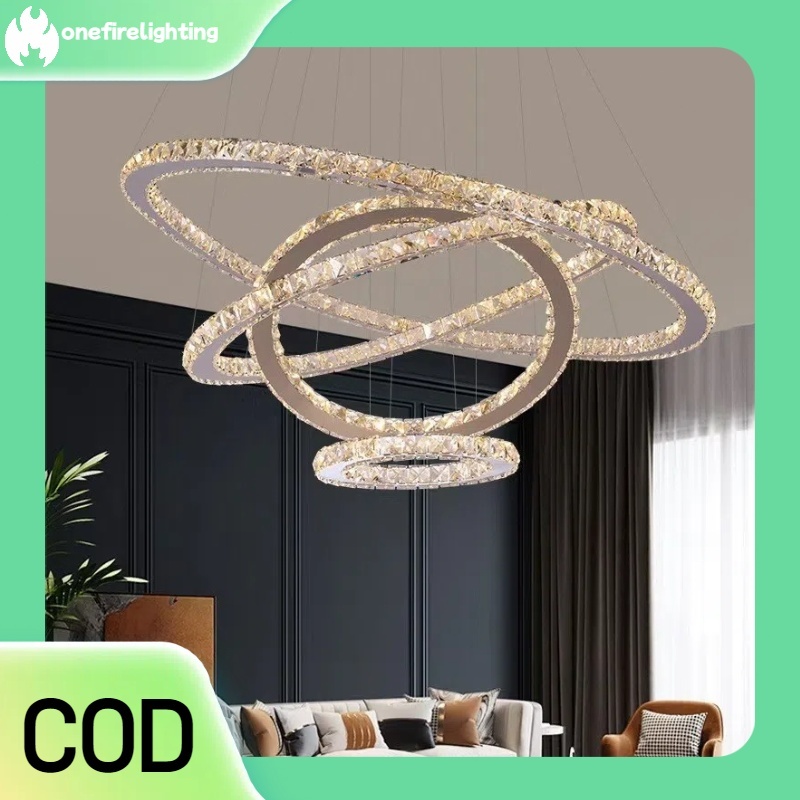lampu gantung crystal Lampu Terowongan Triwarna Nordic untuk Ruang Tamu Lampu Pendant Plafon Lampu G