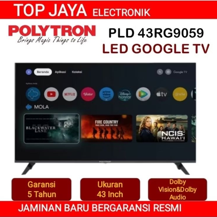 TV ANDROID POLYTRON 43 INCH GOOGLE DIGITAL SMART TV/TV ANDROID 43 INCH POLYTRON SMART TV