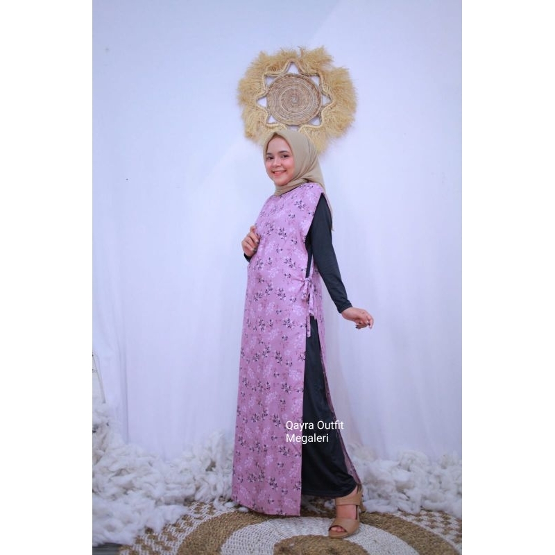 outer rompi tali samping motif bunga bahan rayon