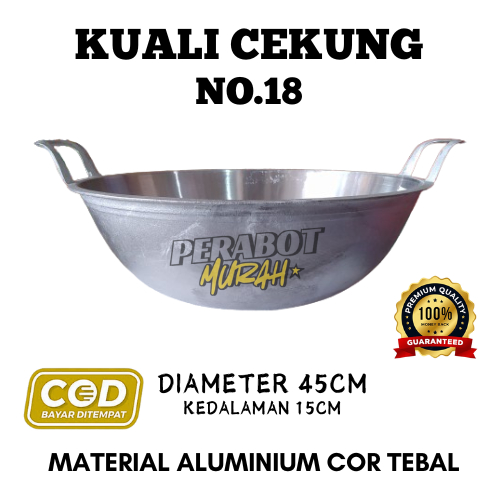 Wajan Kuali Cekung Sedang No 16 18 Harga Pabrik Almunium Cor Anti Lengket Penggorengan