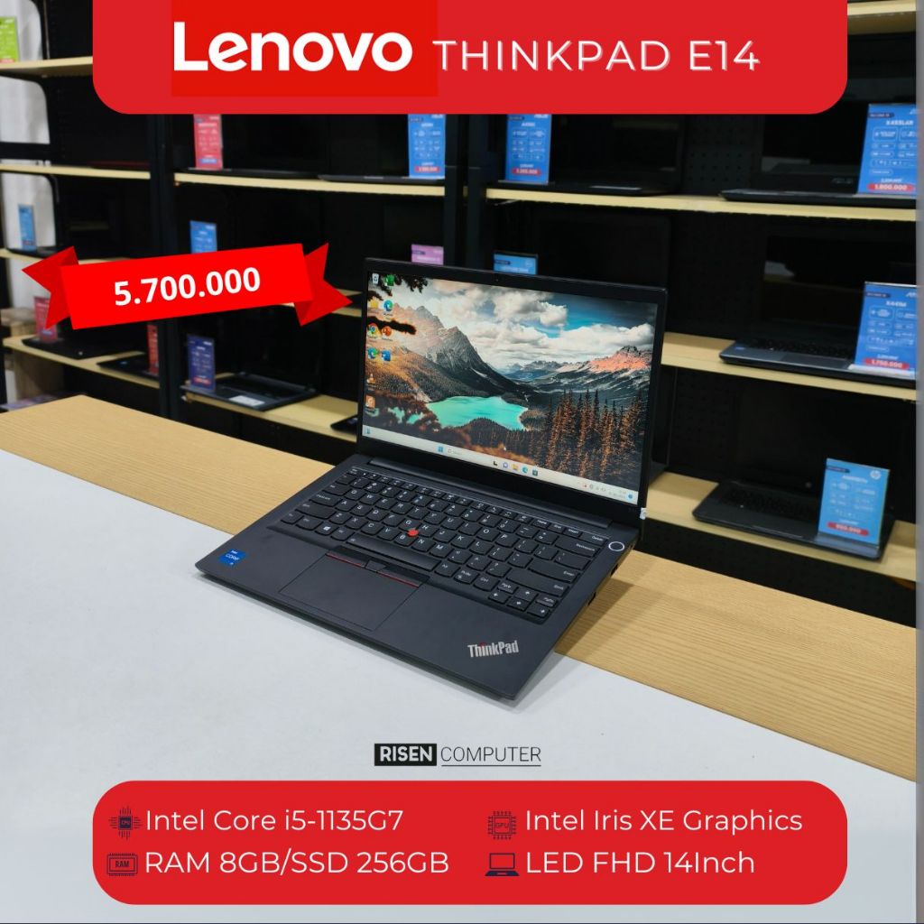 Laptop LENOVO THINKPAD E14 LIKE NEW INTEL CORE I5-1135G7 FHD 14inch RAM 8GB SSD 256GB NVME Keyboard 