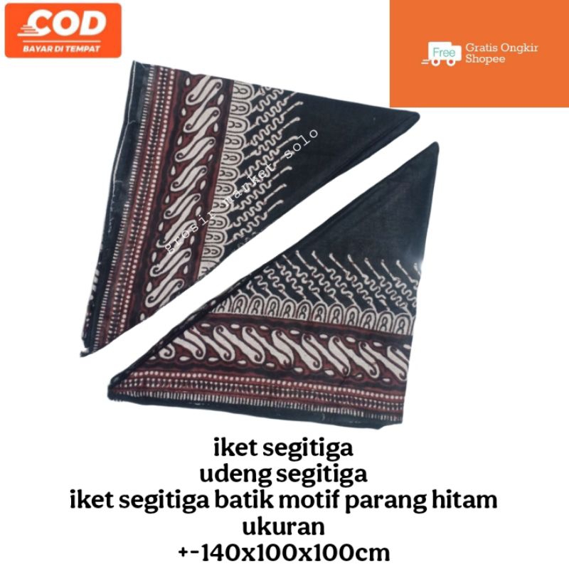 Iket Segitiga Batik | Udeng Segitiga Motif Prg Hitam | iket Kepala Segitiga