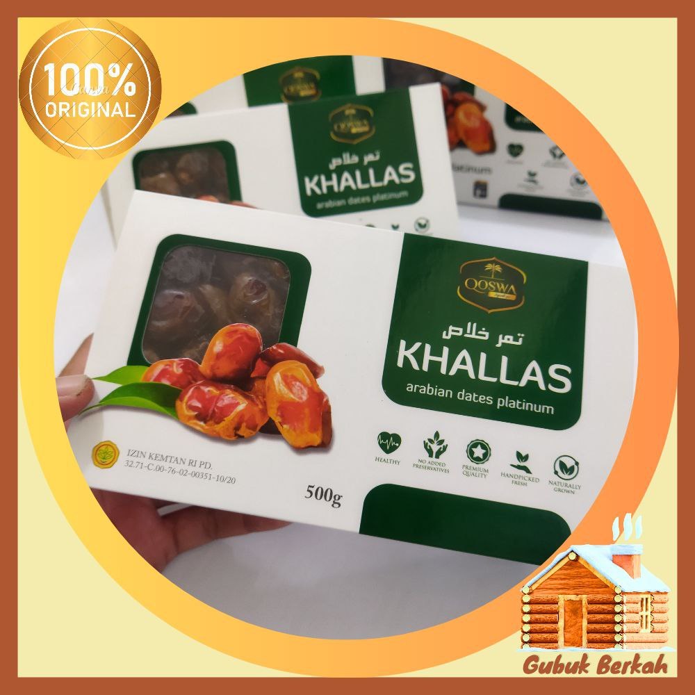 

Kurma Khalas Kemasan 500 Gram (1/2 KG) Merk QOSWA