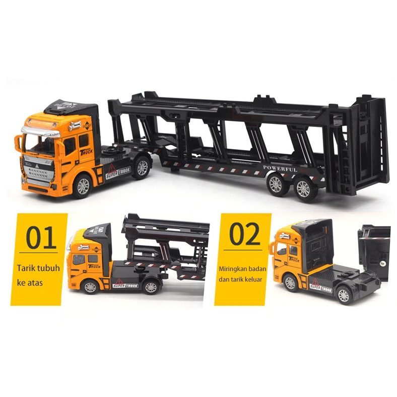 

BlueRabbit 6 in 1 Pull Back Paduan Kendaraan Truk Container Pengangkut Diecast Metal Car Trucks
