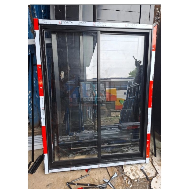 Jendela Aluminium Kaca Bukaan Geser (Sliding) Jendela+Kusen L100 X T110