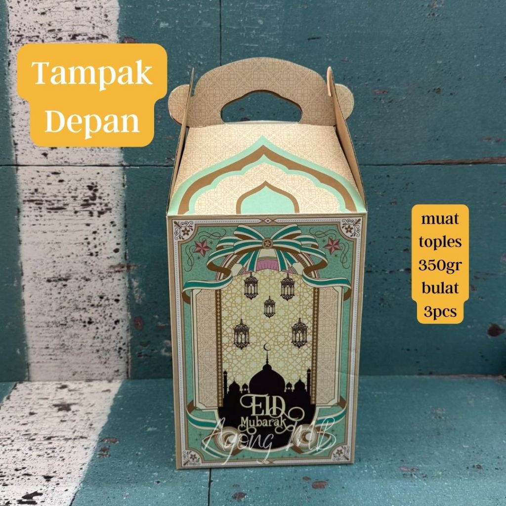 

KOTAK LEBARAN 3 TOPLES 350GR BULAT / BOX HAMPERS / BOX IDUL FITRI