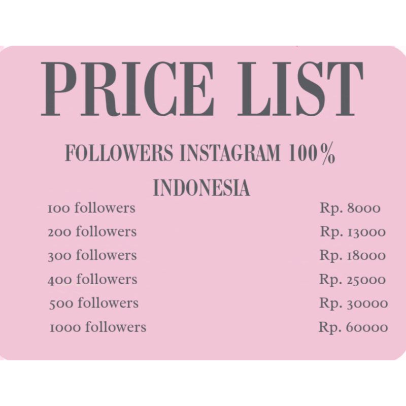 FOLLOWERS INSTAGRAM 100% INDONESIA