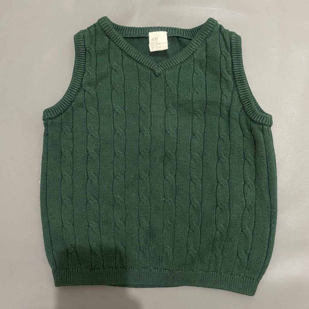 ANAK K274 (HNM ORI, PRELOVED) Baju Vest Atasan Luaran Outer Rajut Knit Stretch V Neck Tangan Kutung 