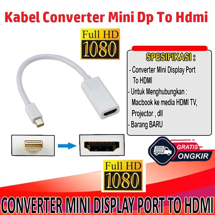 CONVERTER MINI DP TO HDMI / MINI DISPLAY PORT TO HDMI