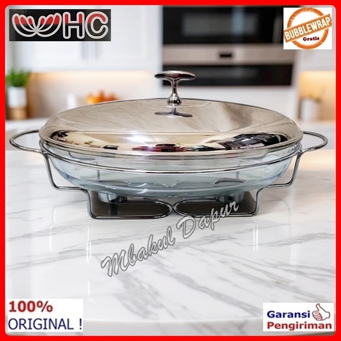 Wadah Saji Kaca Anti Panas Prasmanan Kaca  Wadah Saji Kaca Oval 3Liter