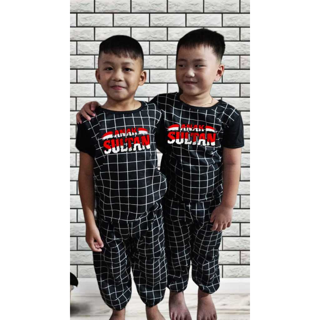 Setelan CP joger plaid anak balita lucu unisex