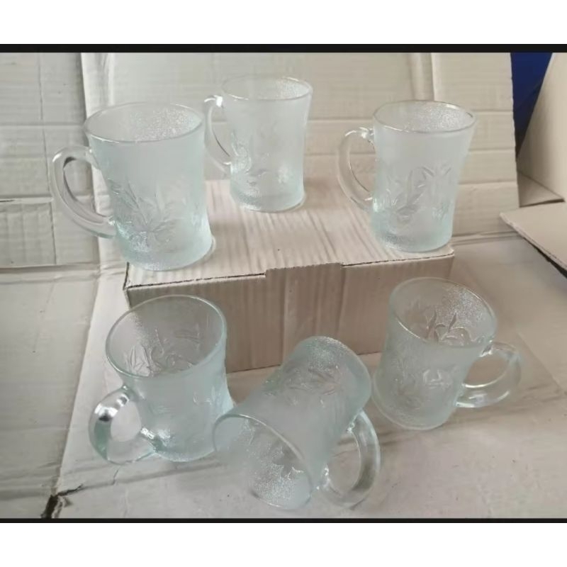 GELAS GAGANG BUNGA UPS 200 ISI 6PCS / GELAS BELING KOPI GAGANG