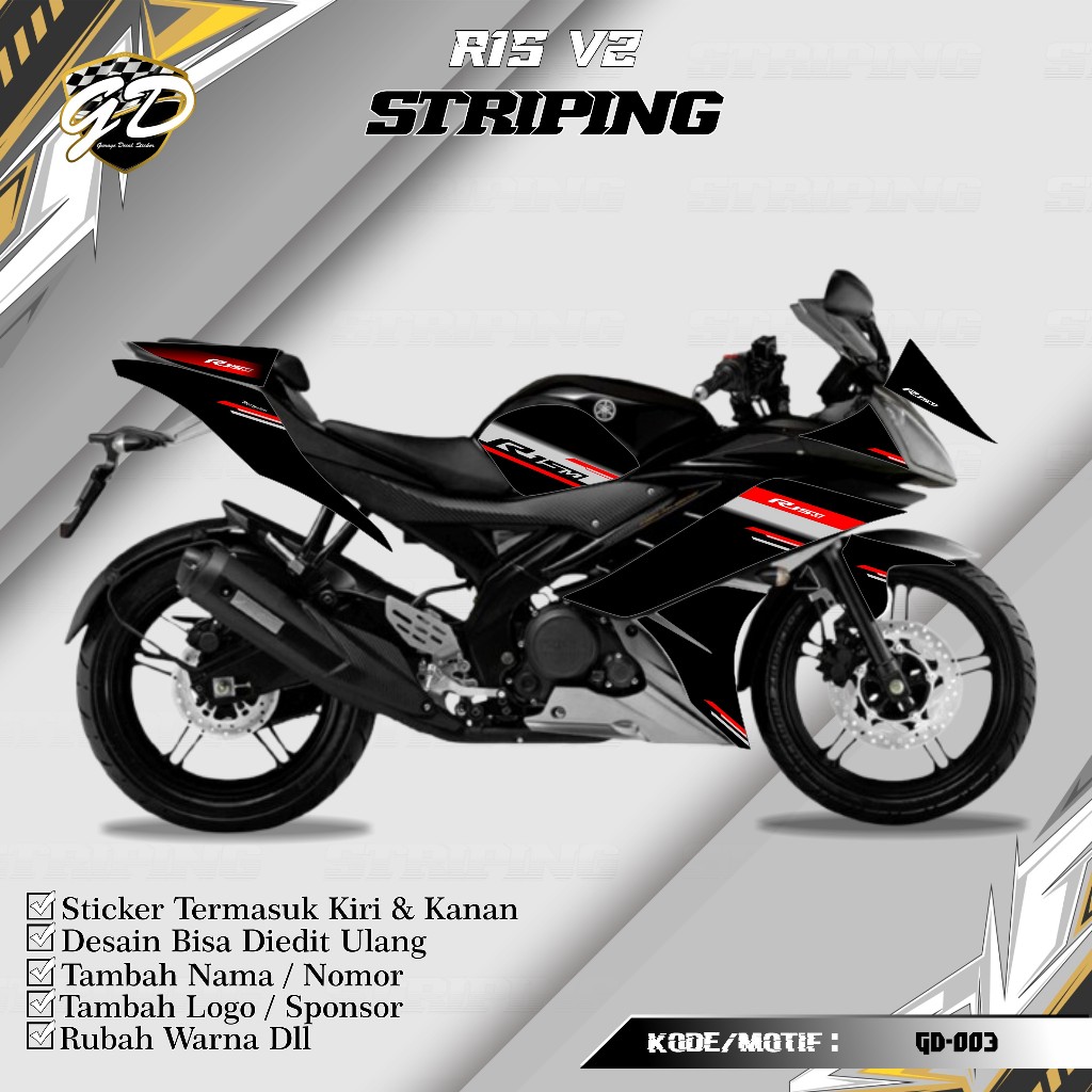 Striping R15 V2 - Stiker Striping R15 V2 - Yamaha Striping R15 V2 GD-003