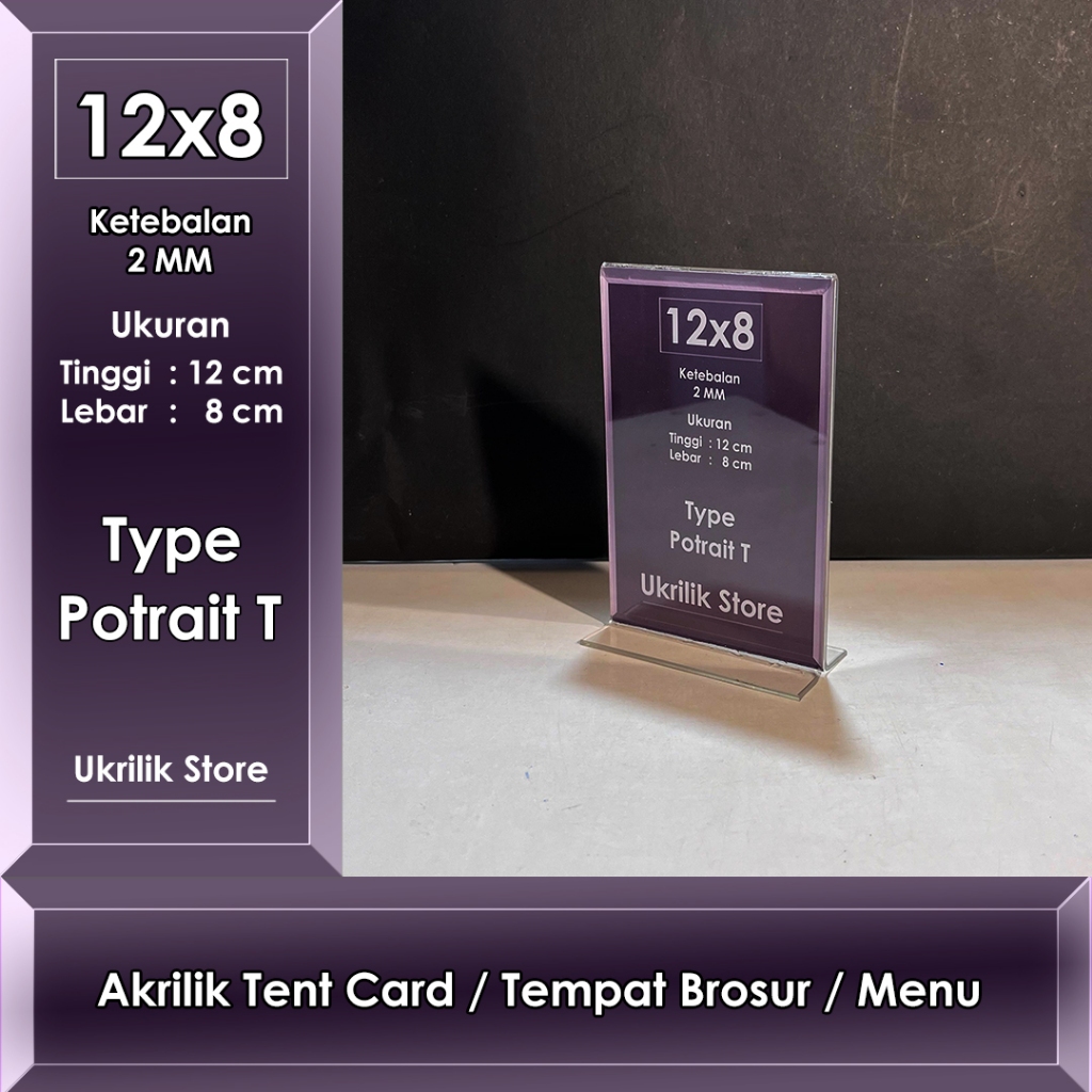 

Akrilik Tempat Brosur Menu Qris Nomor Meja Ukuran 12cm x 8cm Potrait T