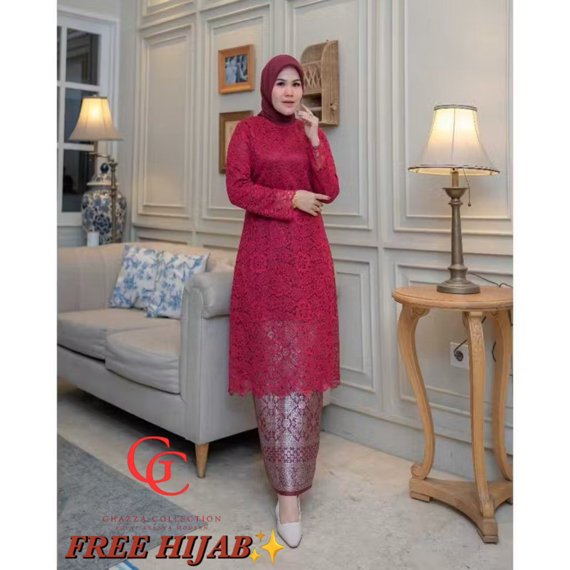 (FREE HIJAB) GHAZZACOLLECTION - KEBAYA BRUKAT MODERN - BAJU KEBAYA MODERN - KEBAYA PESTA - KEBAYA MA