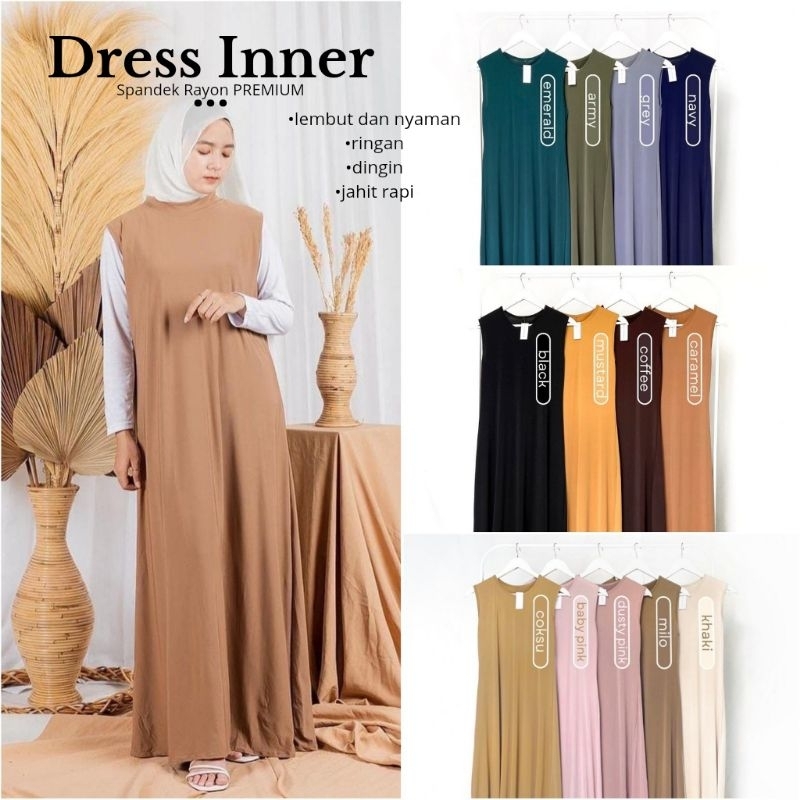Long Dress Inner Spandek Rayon Premium Inner span gamis polos