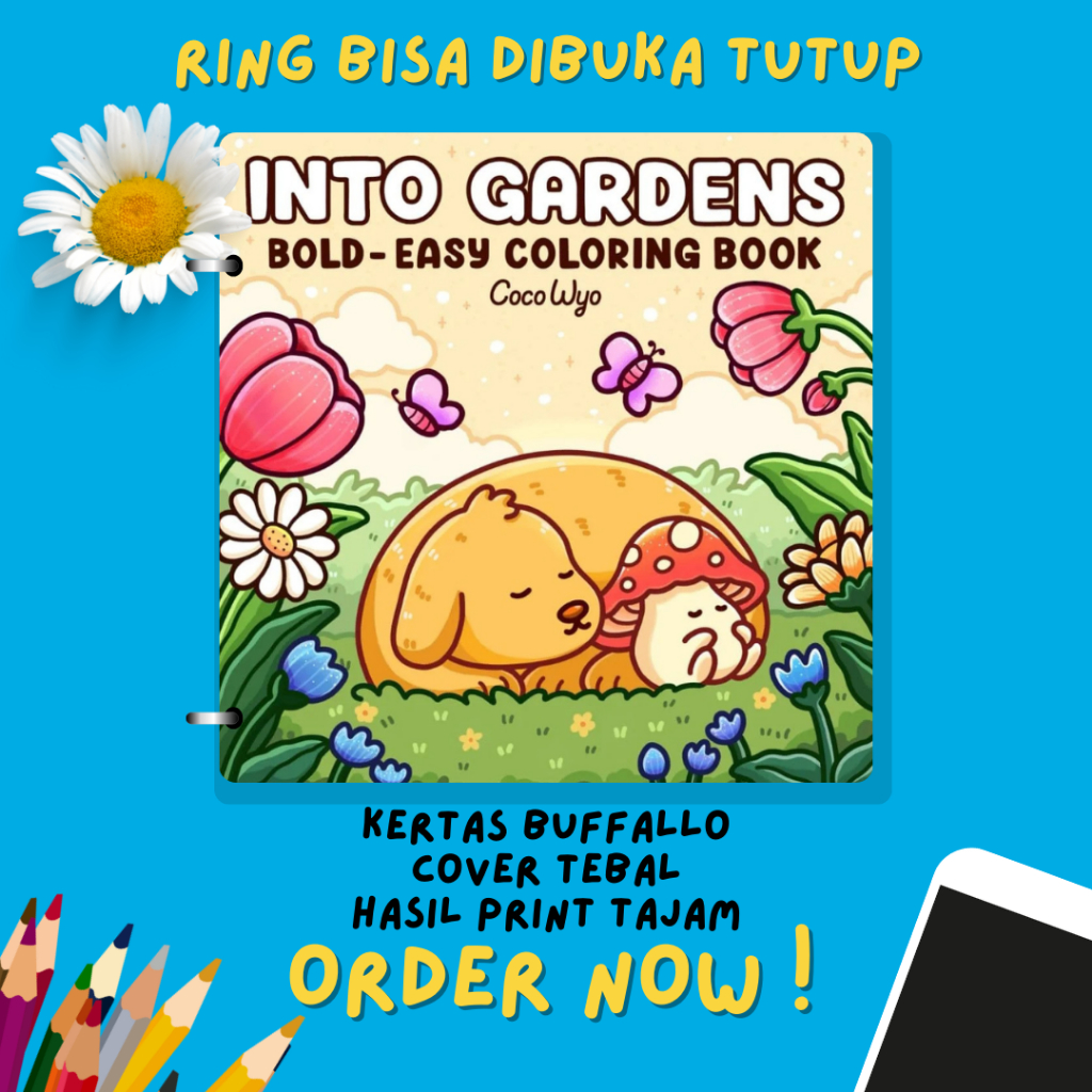 

Buku Fisik Mewarnai - Into Gardens Bold and Easy Coloring Book for Kids and Adults 55 halaman