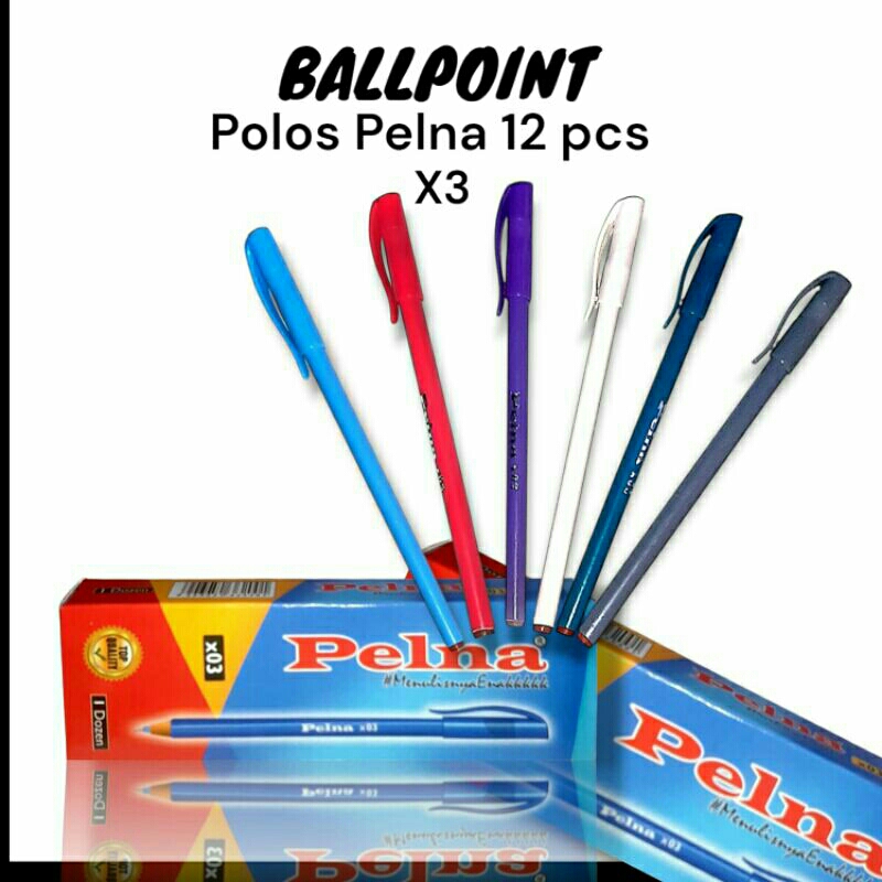 

12pcs Pulpen Pelna x-03 / 1 Pak Pulpen Pelna Polos Ogfice