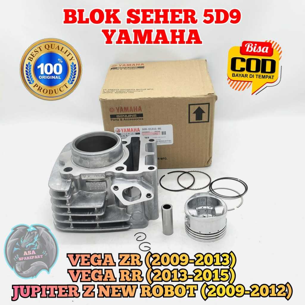 BLOK + SEHER SET 5D9 Motor YAMAHA VEGA ZR , VEGA RR , JUPITER Z NEW ROBOT Block Piston ASsy Satu Set