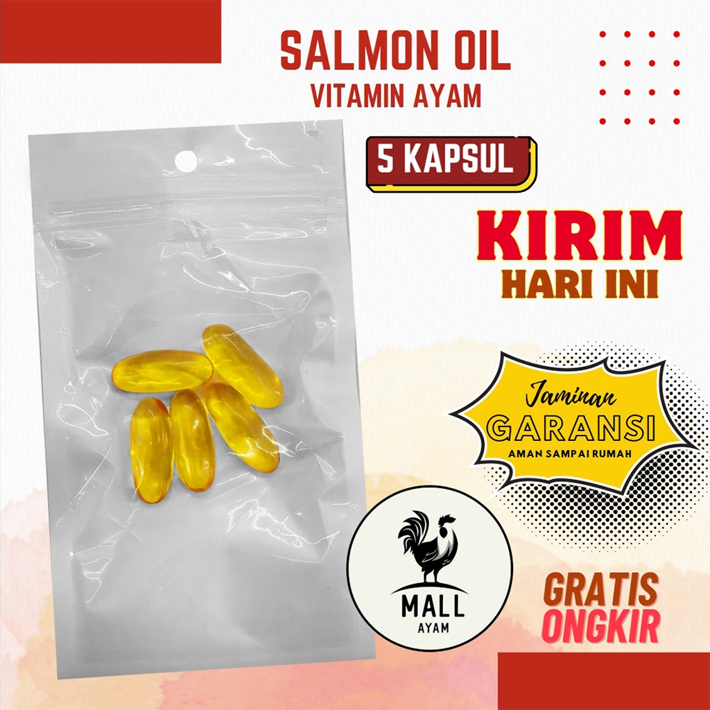 AYAM MALL Minyak Ikan Salmon Fish Oil Haje Haifa Isi 5 Kapsul Vitamin Omega 3 Ternak Ayam Jantan Bet
