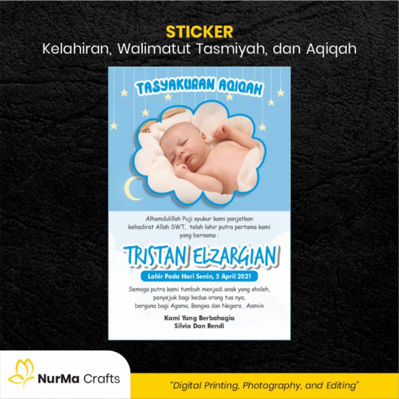 

Sticker Bayi (Walimatut Tasmiyah dan Aqiqah) - Kertas Sticker Bontak / Kertas Art Cartoon