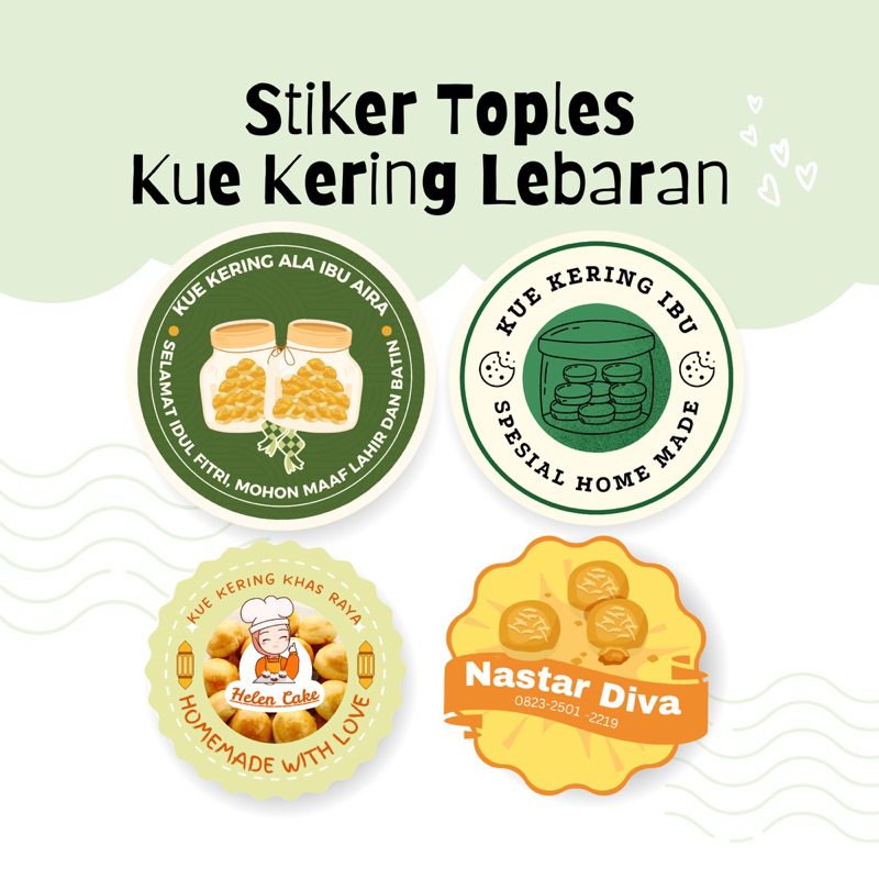 

40 pcs Stiker Toples Kue Kering Lebaran Bisa Custom