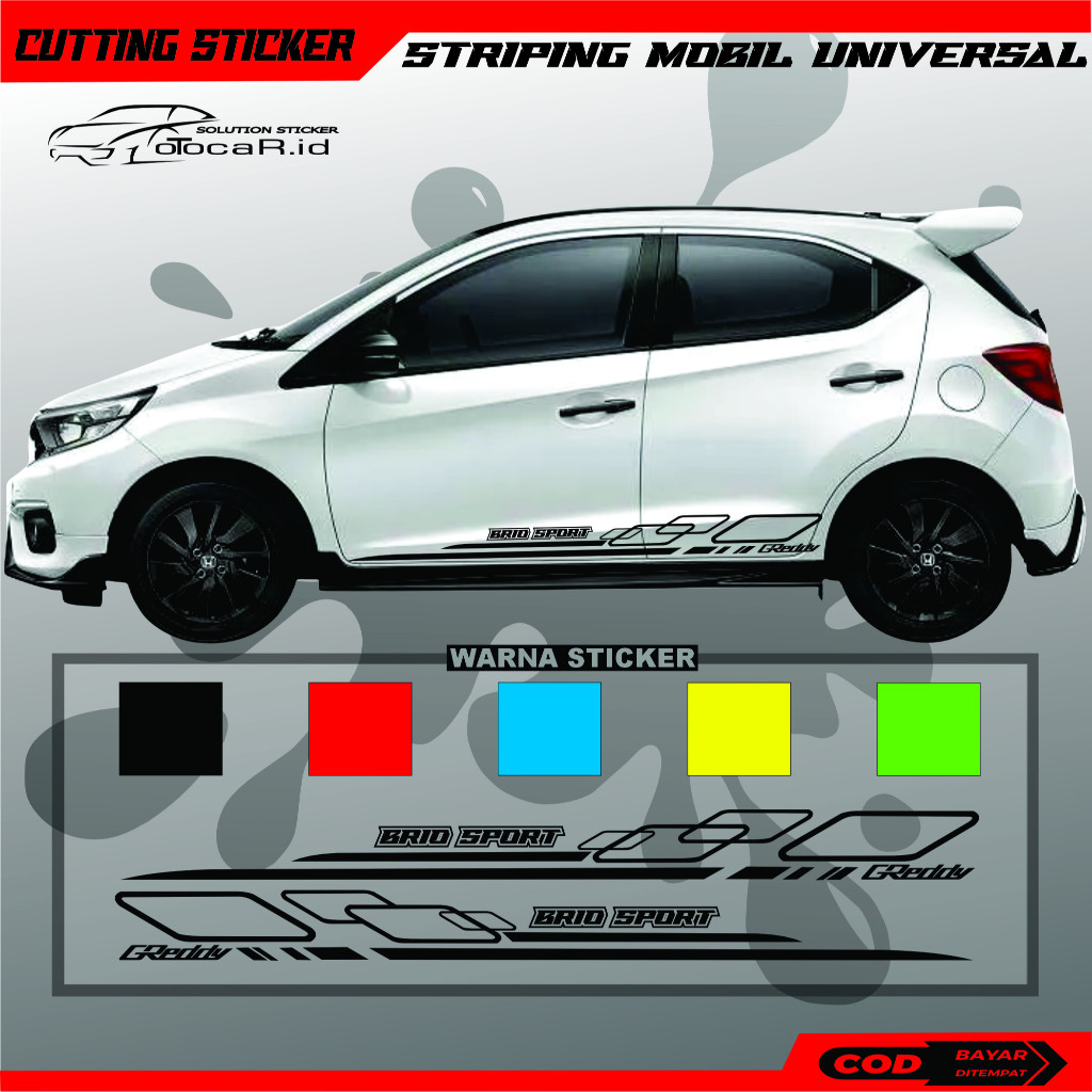 STICKER CUTTING LIST MOBIL NEW BRIO GREDDY STRIPING MOBIL HONDA BRIO CUSTOME DLL