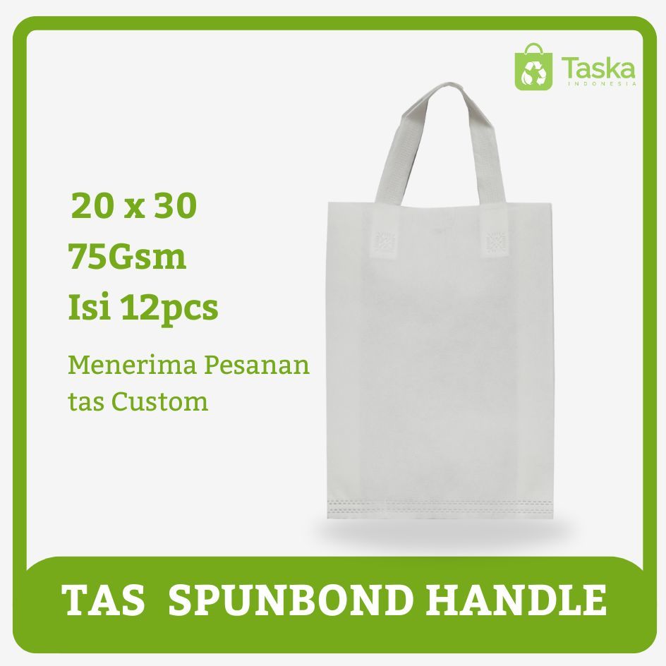 

Taska - (12pcs) GOODIE BAG SPUNBOND HANDLE 20x30 LUSINAN Warna Putih Tas Souvenir Grosir