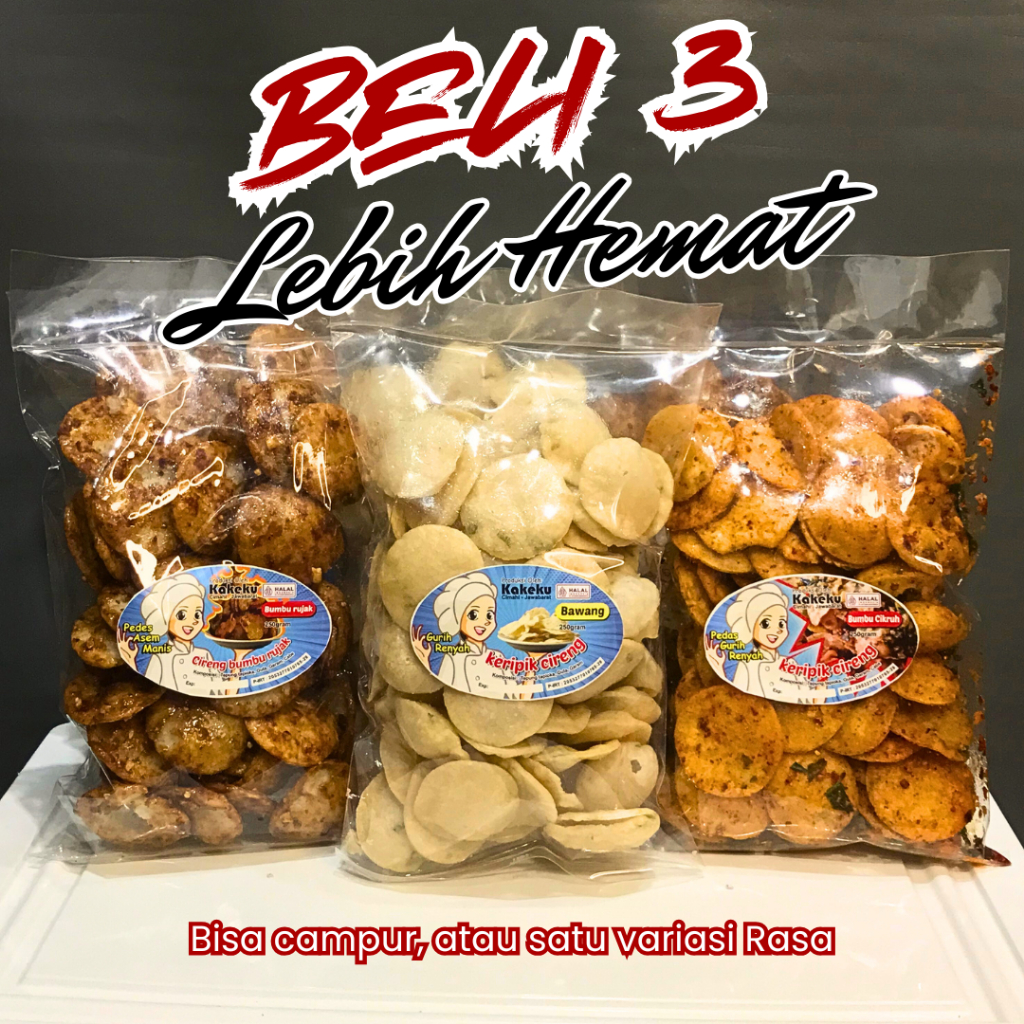 

[Beli 3 Lebih Hemat] Kripik Cireng Pedas Ori Bumbu Rujak Daun Jeruk Bumbu Bawang Cikruh Keripik Cireng Bandung Kering