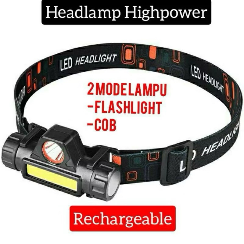 lampu senter kepala charger
