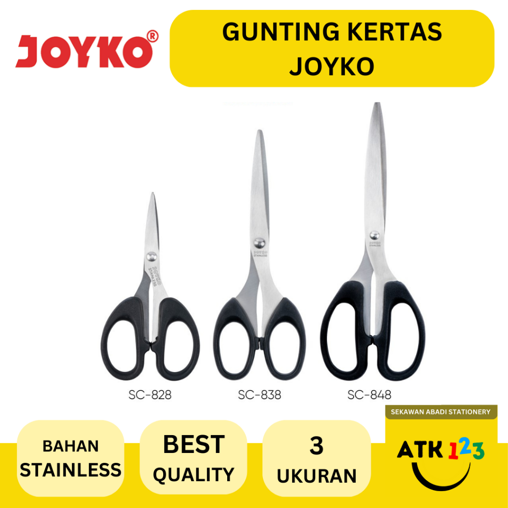 

Gunting Kertas Scissors Joyko SC-828 SC-838 SC-848 ZZ-65 ZZ-85 Bahan Stainless