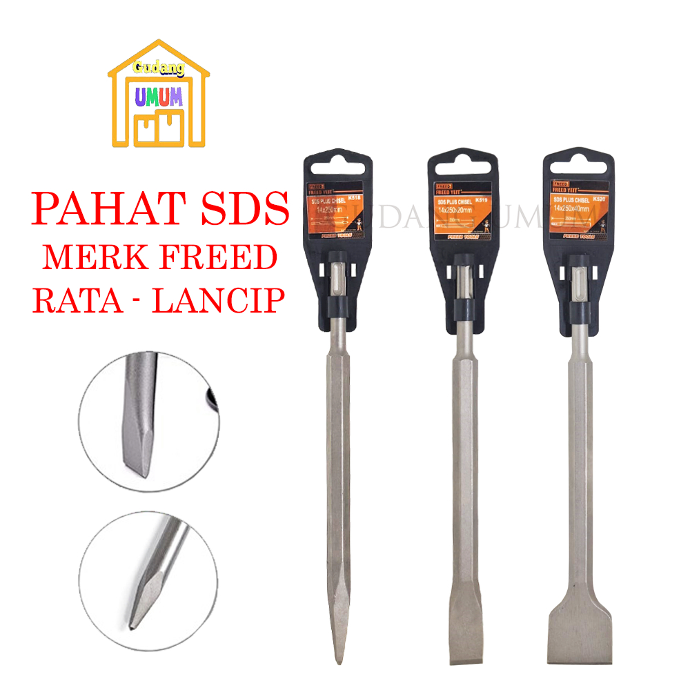 Pahat Beton SDS Plus / Mata Bor Bobok / Pahat Chisel SDS Plus Rata - Lancip FREED