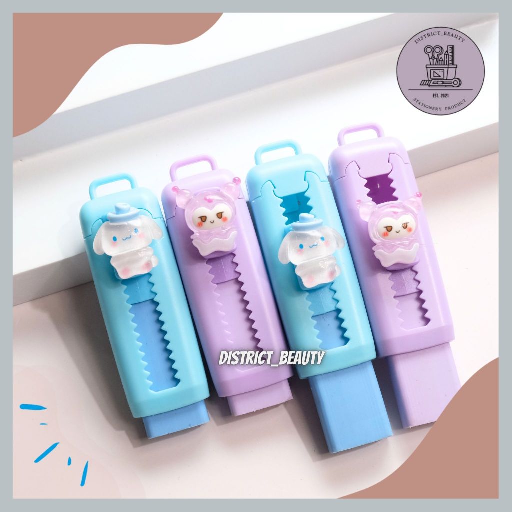 

PENGHAPUS CUTTER SANRIO PENGHAPUS CETEK MEKANIK SLIDING ERASER KUROMI CINNAMOROL LUCU
