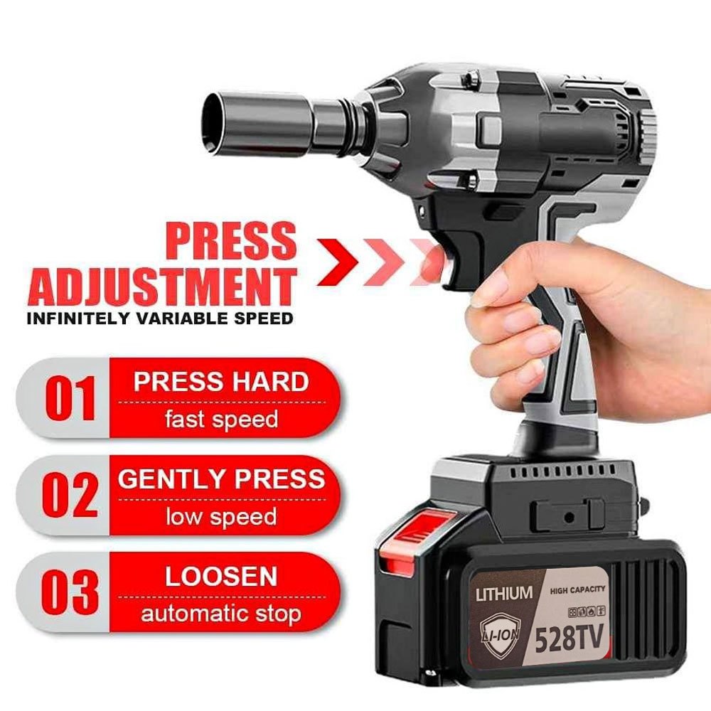 Impact Wrench Kunci Shock Brushless 2000mAh Mesin Bor Listrik Impact