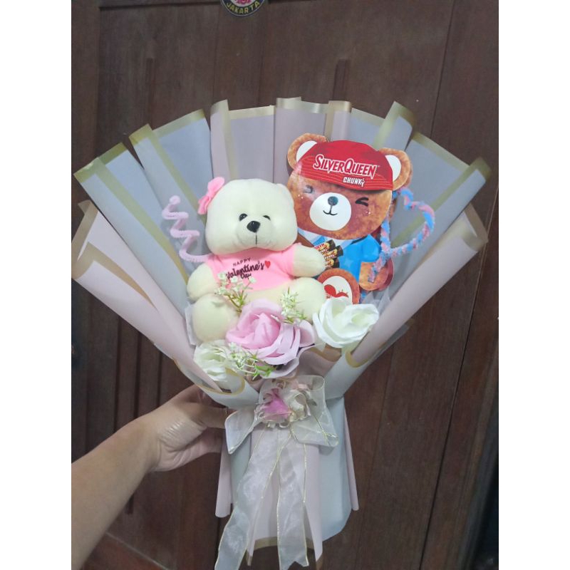 

buket cokelat beruang boneka