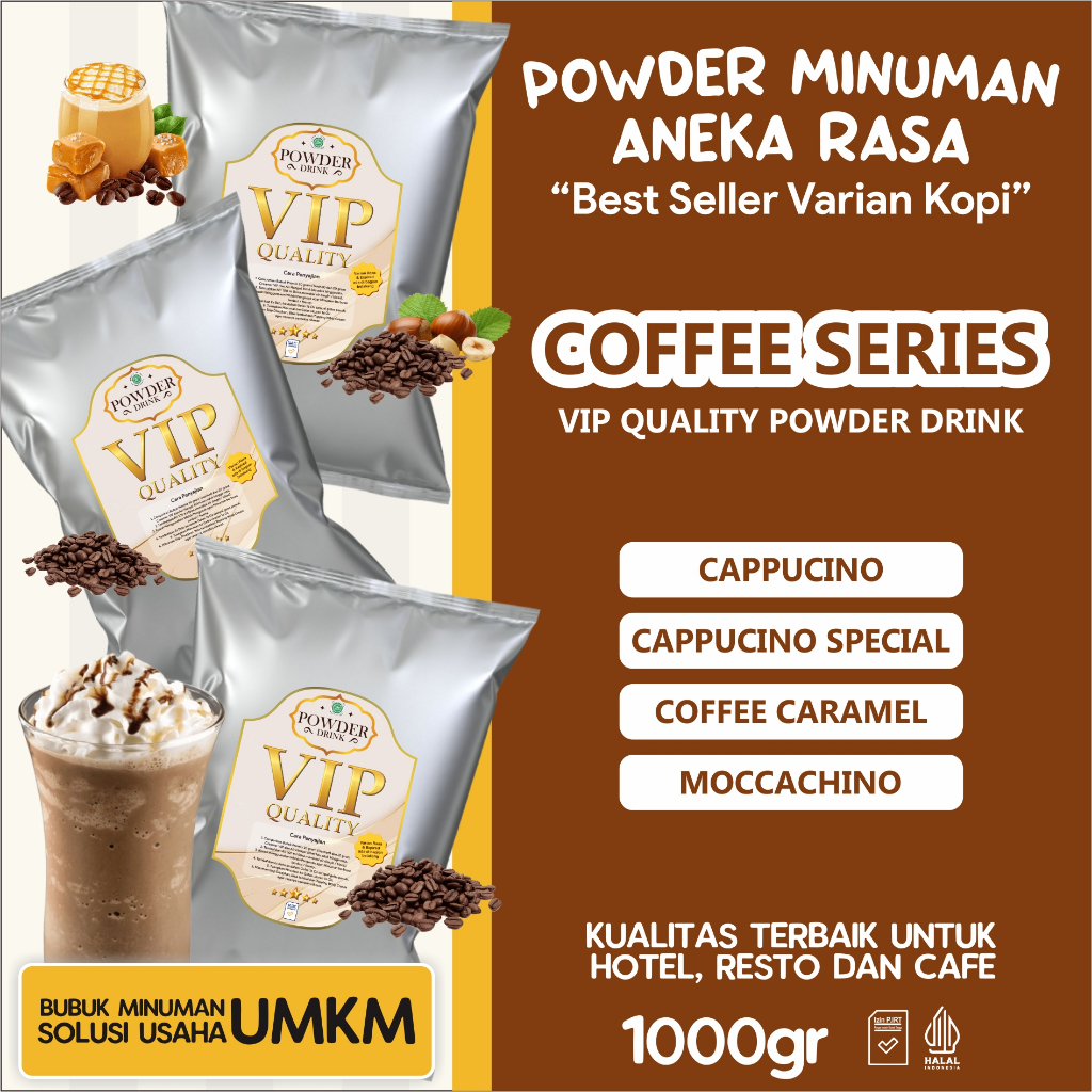 

Bubuk Serbuk Minuman Varian Rasa Kopi Coffee Flavor Powder VIP Premium 1kg / 250 gram untuk Cafe Hotel Resto