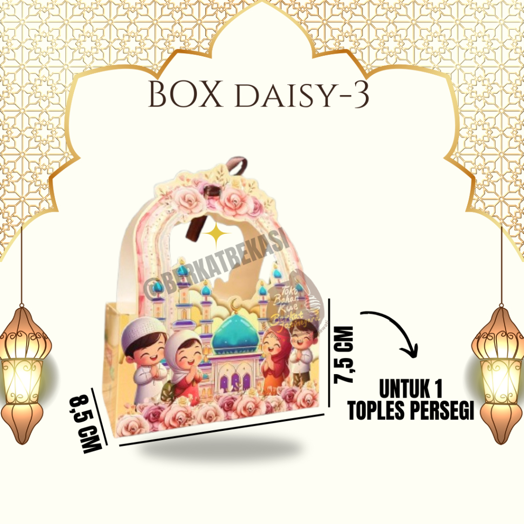

BOX LEBARAN DAISY-3 / DUS LEBARAN ISI 1 TOPLES PERSEGI / PCS
