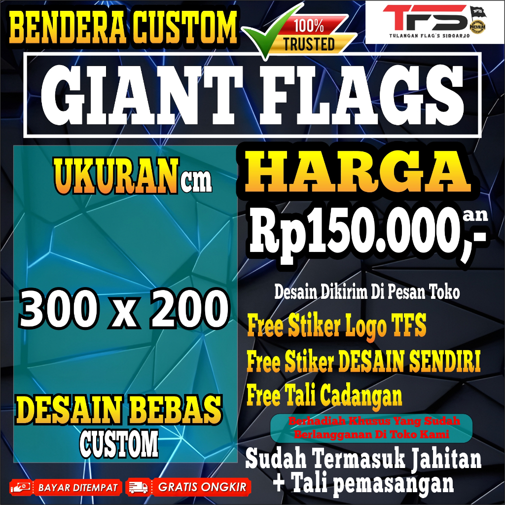 Giant Flag Custom I Bebas Desain I UKURAN 300X200