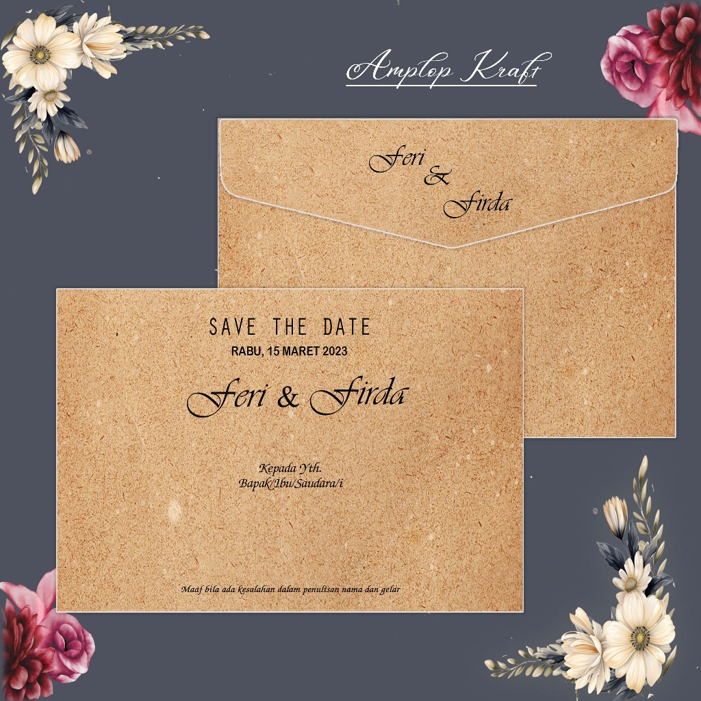 Tambah Order Amplop undangan coklat