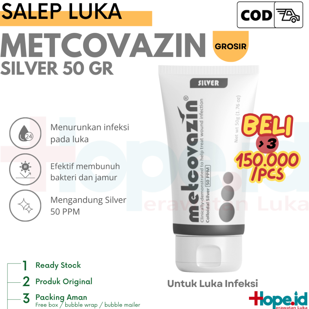 (BISA COD) Salep Metcovazin Silver 50 gr | Salep Luka Infeksi Mengandung Silver