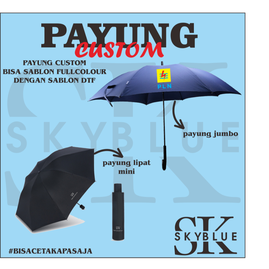 SABLON PAYUNG CUSTOM GROSIR ECERAN payung besar  cetak gambar design bebas logo tulisan custom digit