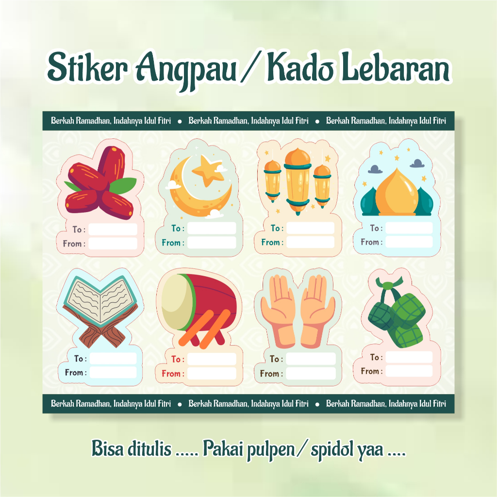 

8 pcs Stiker Angpau Lebaran Aneka Desain Bisa Ditulis Untuk Kado Ucapan Hampers Keperluan Lebaran